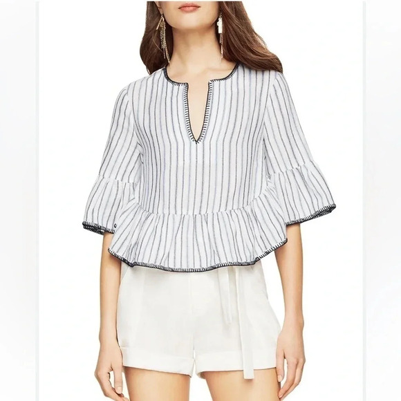 BCBGMAXAZRIA Immane Embroidered Ruffle Crop Top- Size XS; Excellent Condition - Picture 8 of 11